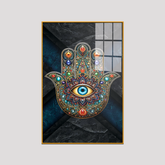 Acrylic Wall Painting – Hamsa Hand with Evil Eye Design